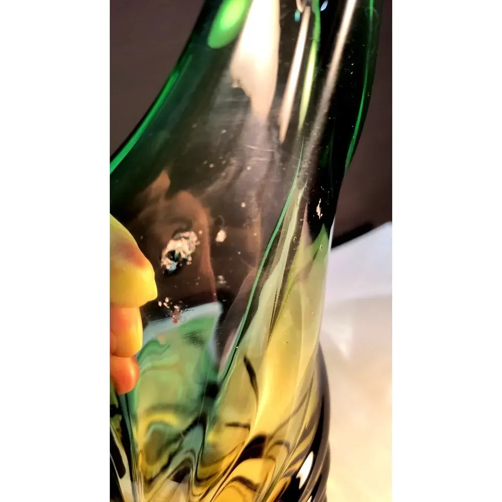 146.  Murano Style Green and Amber Blown Glass dish